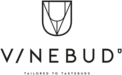 The Vinebud logo in black and white